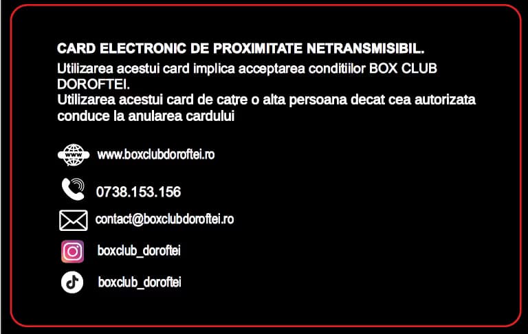 Doroftei Box Club card back