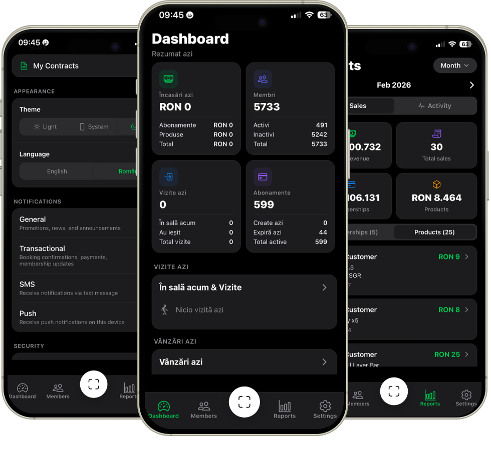 Aplicație admin SmartGym - control sală