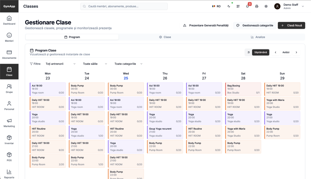 SmartGym — clase și rezervări